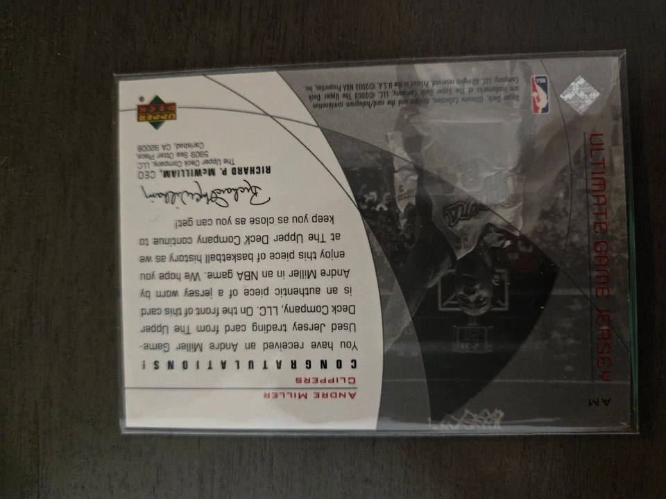 2002-03 Upper Deck Ultimate Collection Game Jerseys Silver /125 Andre Miller #AM - Image 3 of 3