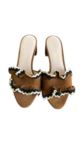 Loeffler Randall Vera Ric Rac Ruffle Trim Slide Heel Sandal Size 7 - Picture 3 of 8