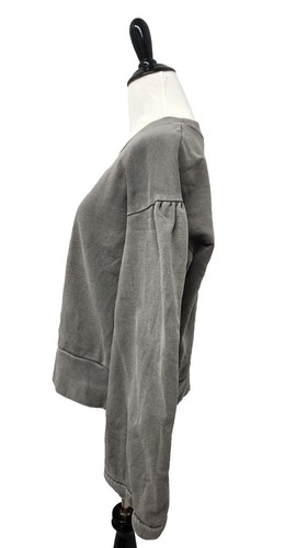 Madewell x Karen Walker Crop Sweatshirt Medium Gray Puff Sleeve Drop Shoulder - Picture 4 of 13