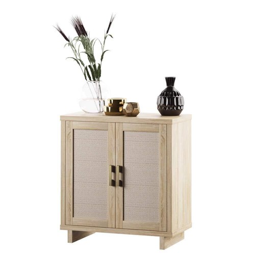Twin Star Home Accent Cabinet 32" x 30" x 15.5" Particle Board Storage Brown - Picture 7 of 9