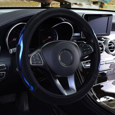 Blue Car Steering Wheel Cover Breathable Anti Slip PU Leather Steering Covers