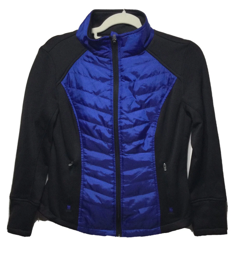 EXERTEK Womens Size PM Petite Lightweight Full zip Jacket Black Blue | eBay
