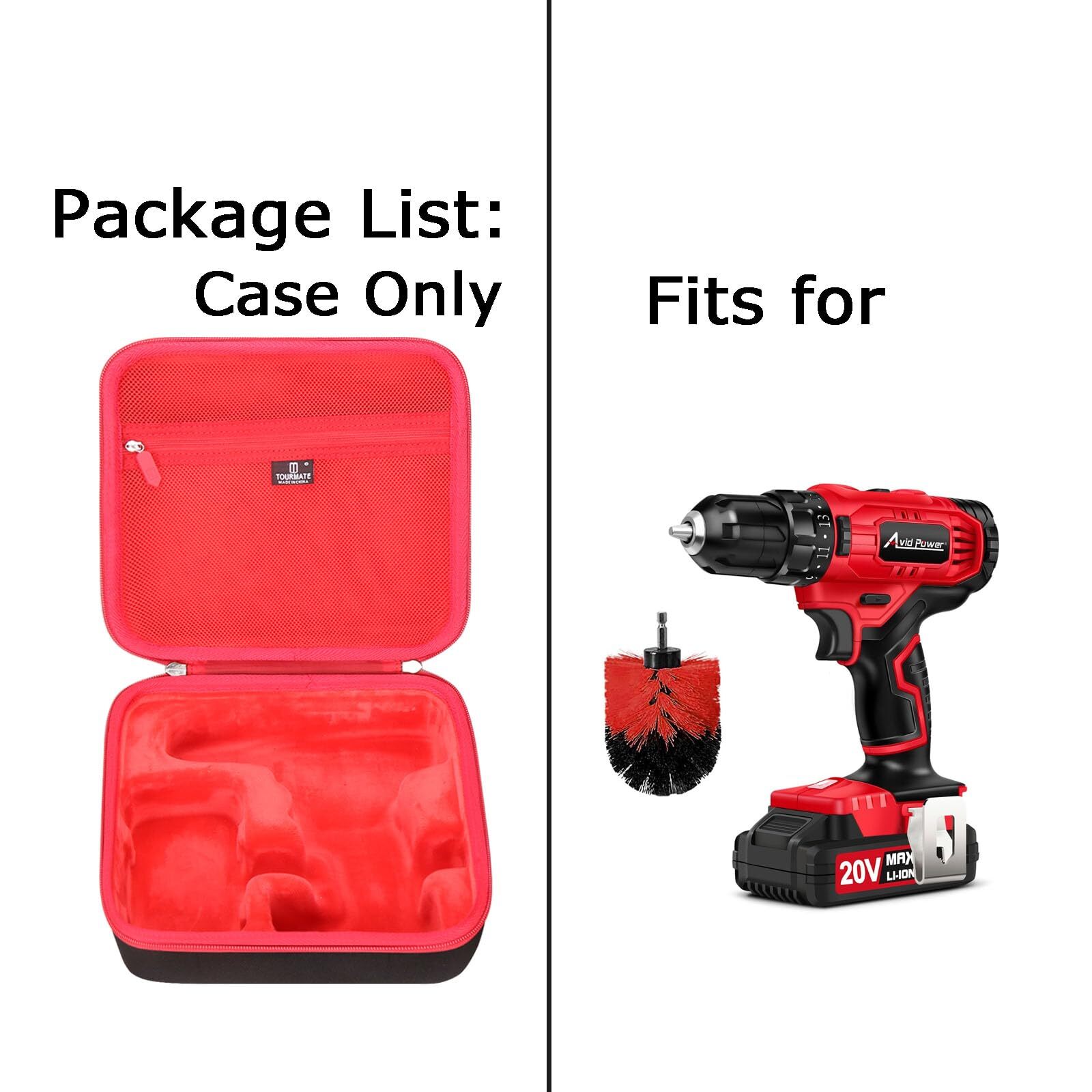 Tourmate Hard Storage Case for 20V Cordless Drill - Travel Case for 20V Cordl...