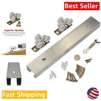 Commercial Grade Pocket Door Hardware 48'' - Solid Nylon Wheel, Top Hung Design