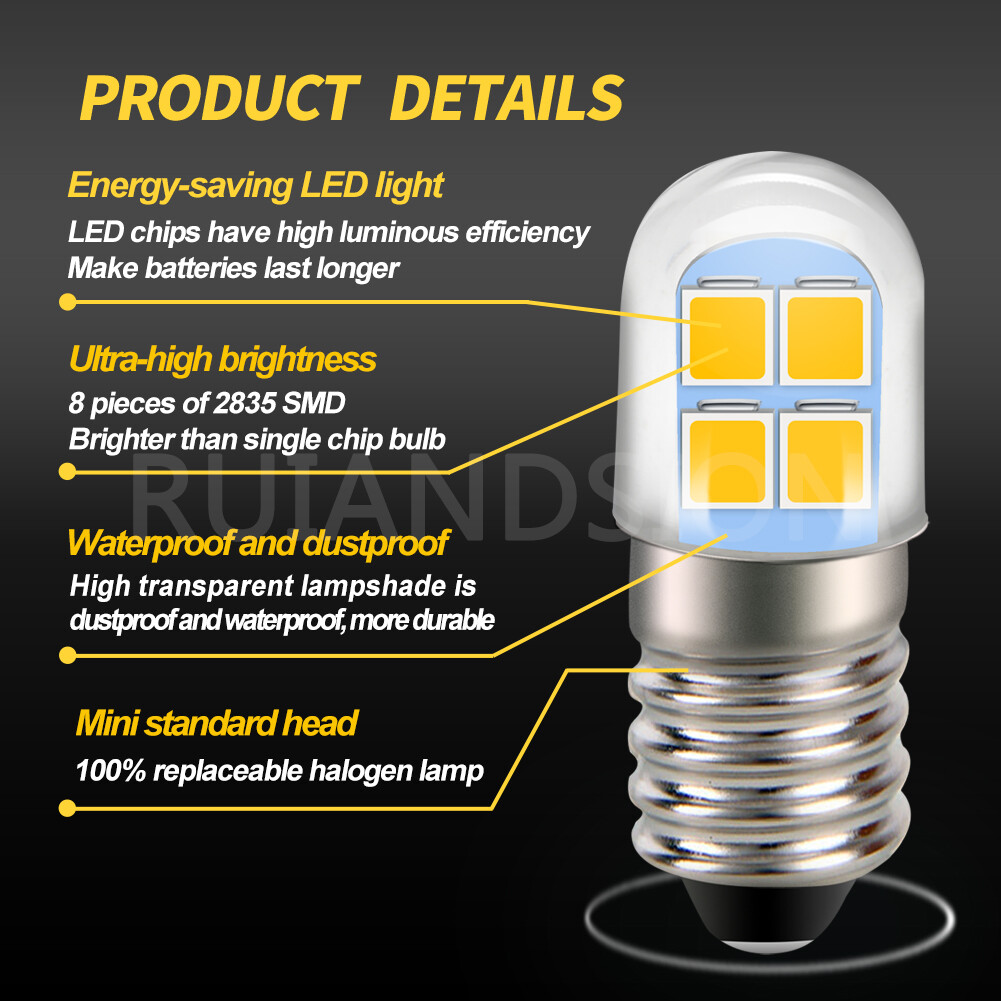 Lot De 4 Ampoules LED E10 3V-6V - Remplaçantes Blanc Chaud, Spirale, Pour Lampe De Poche
