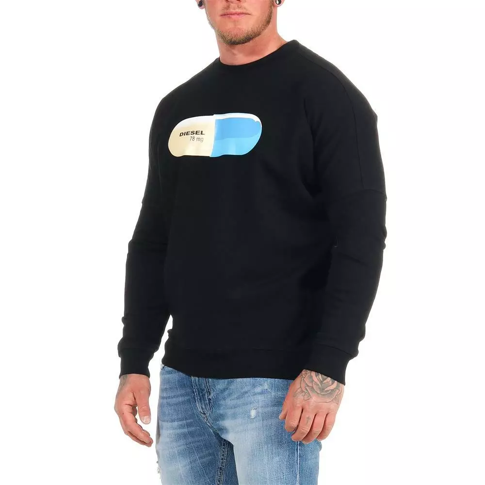 DIESEL S KALB QA FELPA Mens Sweatshirt Crew Neck Pullover Black ...