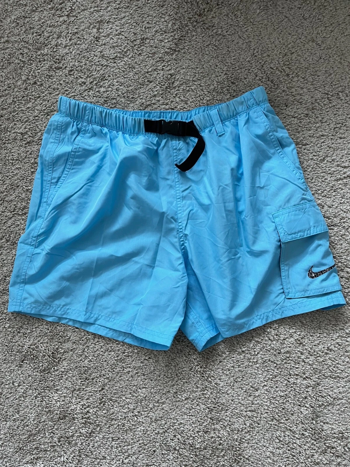 NWT Nike Swim Cargo Brief Lined 5” Volley Shorts Blue Black Sizes NESSE469-486