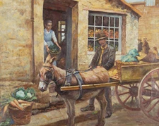E. Fenta  - Early 20th Century Oil, The Vegetable Cart