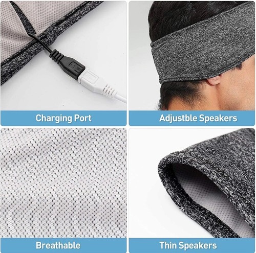 🔥🔥Perytong Sleep Headphones Wireless, Bluetooth Sports Headband Gray🔥🔥 - Photo 5 sur 5