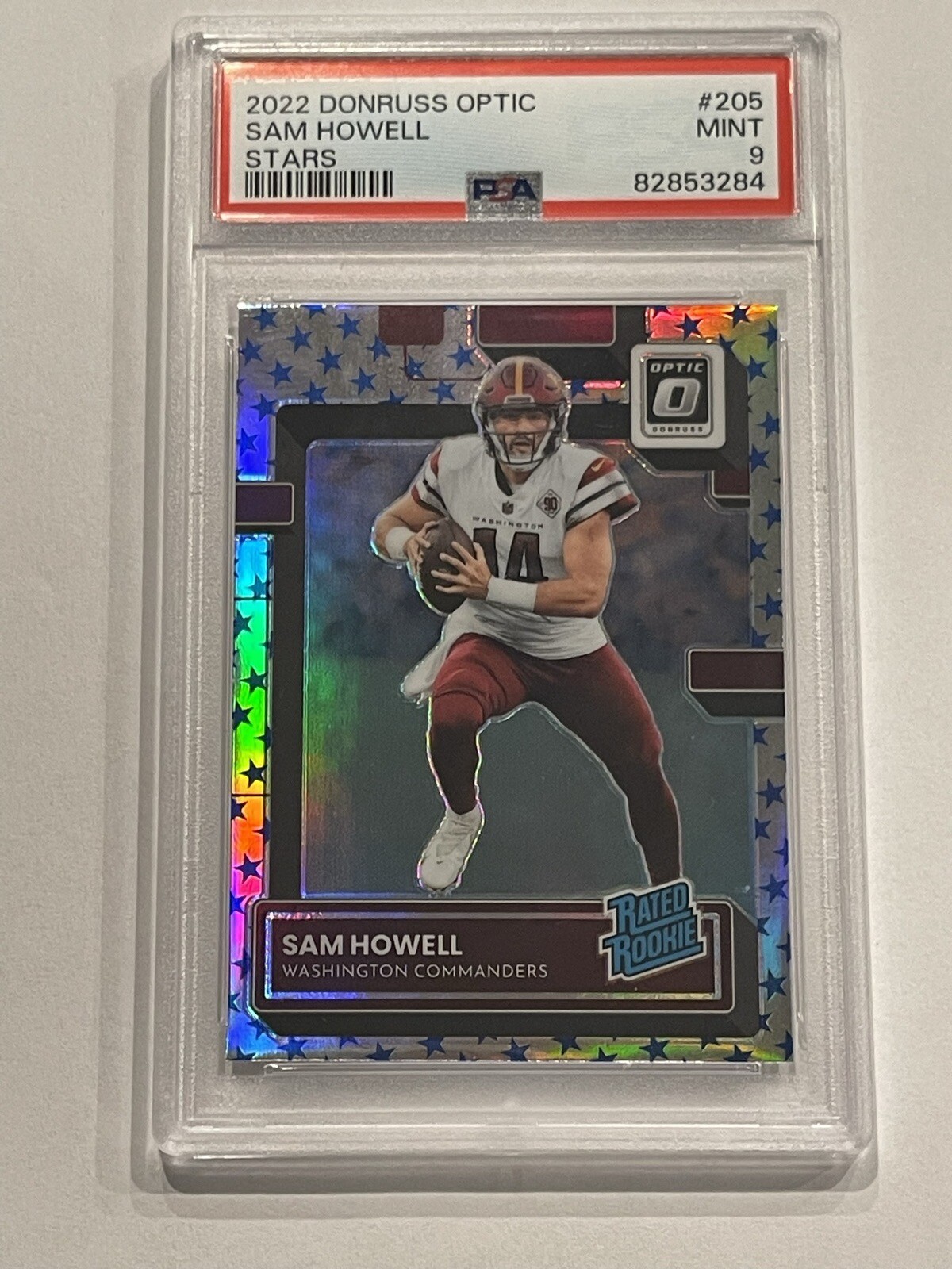 2022 Donruss Optic Sam Howell Stars Prizm SSP Rated Rookie RC #205 PSA 9
