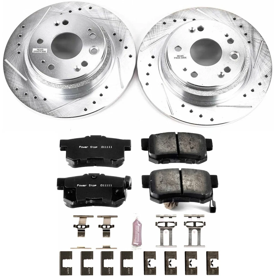 K4989 Powerstop Juego de pastillas y discos de freno traseros de 2 ruedas para Acura RL 2002-2004 Foto 3 de 3