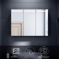 Led Spiegelschrank Bad 90 Badezimmerspiegel Badschrank Beleuchtung 3-TüRig Touch