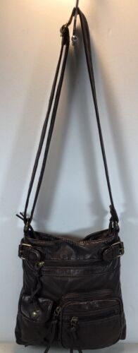 Scarleton Soft Brown Faux Leather Multi Pocket Crossbody Handbag - Picture 1 of 9