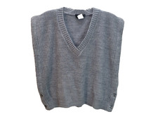 Women's Vintage Jolie Sweater Vest button sides Gray Acrylic sleeveless USA