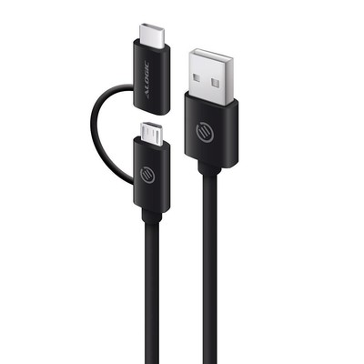 Alogic U2CMC-01BLK 1M Usb 2.0 Usb-A To Usb-C &  Micro Usb-B Combo Cable For ~E~