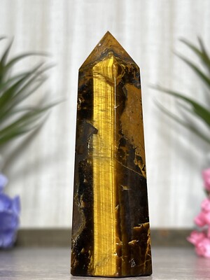 TIGER'S EYE TOWER - Mineral Yellow Brown Tiger Point Charka Crystal Witch Decor