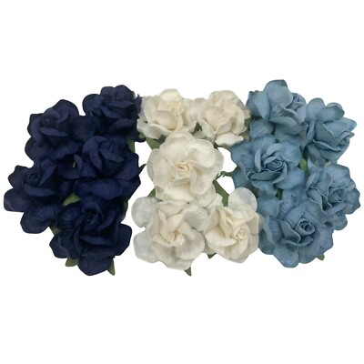 Blue Tea Rose 2''(5cm) Crafts Paper Flower Wedding Scrapbook Card making Baby Boy