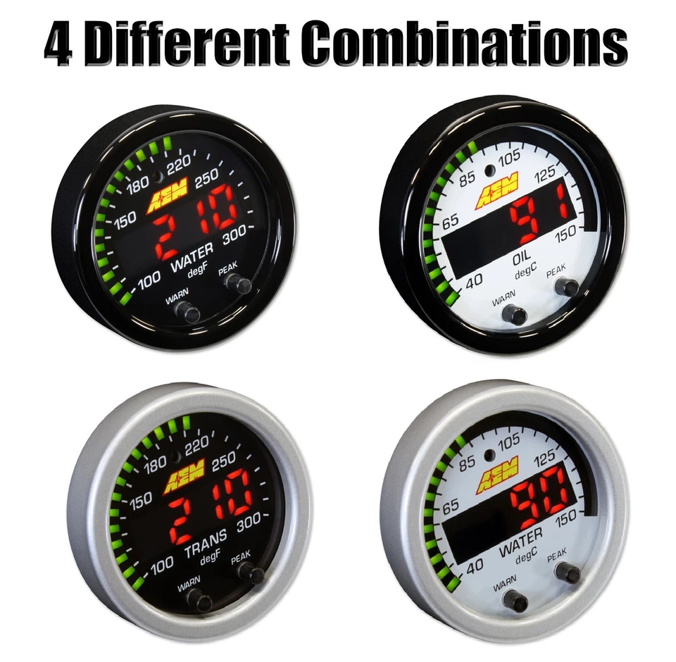 AEM X-SERIES WATER / TRANS / OIL TEMP GAUGE 100~300F / 40~150C 30-0302 - Image 3 of 4