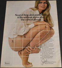 1971 Print Ad Sexy Fashion Long Legs Lady Blonde Sears Pantyhose Hosiery Beauty