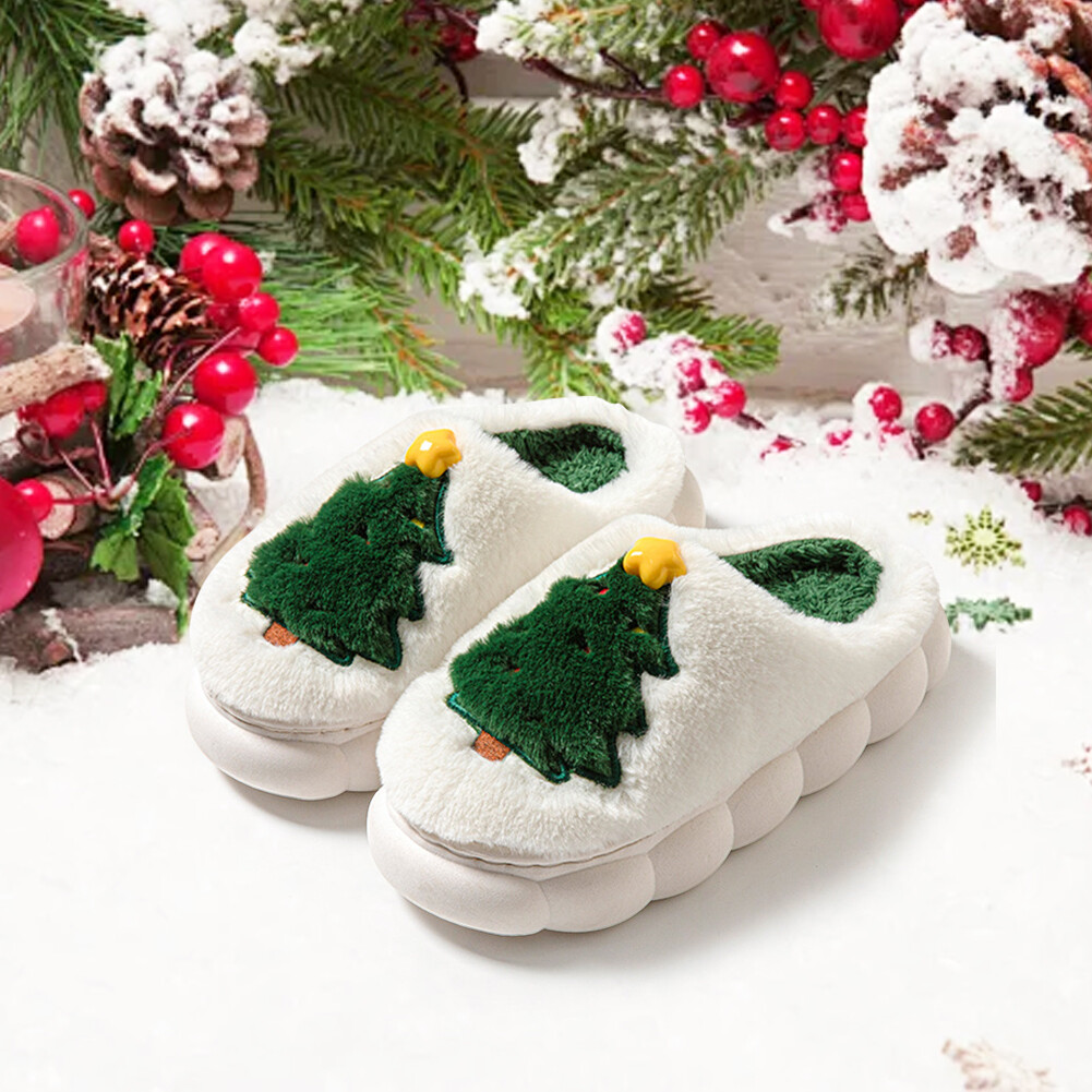 APL Cute Tree Slippers Comfortable Soft Couple Slippers Anti Slip for Indoor Bedroom