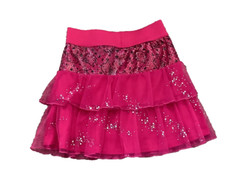 Hello Kitty By Sanrio Skirt Sz 7-8 Pink Elasticized Tiered Sequence EUC