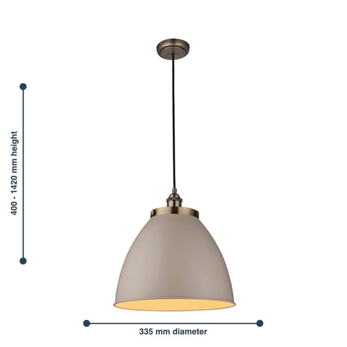 Lámpara colgante de techo de latón antiguo gris topo Endon Lighting - Franklin -76327 - - Imagen 2 de 2