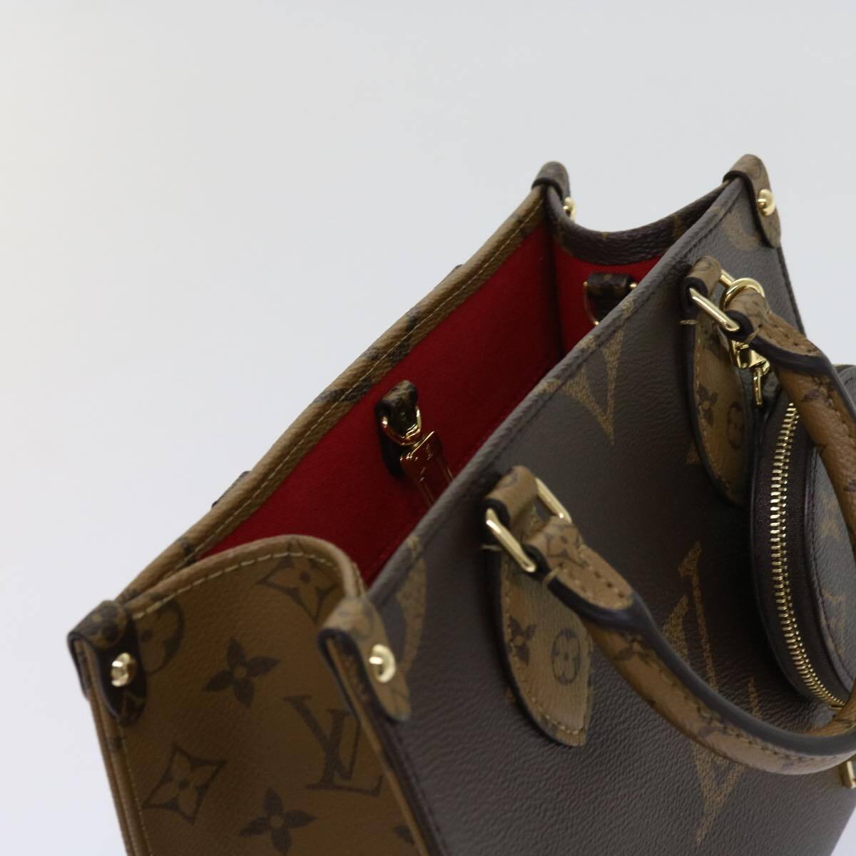 LOUIS VUITTON Monogram Reverse On The Go PM Hand Bag M46373 LV  