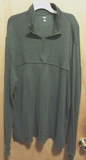 Van Heusen Studio Mens Green Long Sleeve Top 1/2 Zipper Size XL 100 Cotton