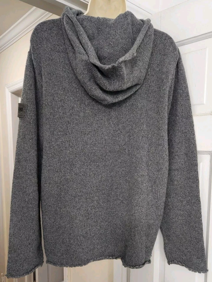 MOSCHINO JEANS Wool Angora Blend Knit Hoodie Sweater Distressed M  - Image 2 of 4