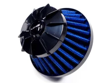 VMS RACING BLUE BLACK 12MM 12 MM NIPPLE VALVE COVER BREATHER AIR FILTER FINNED