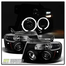 Black Smoked 04-08 Ford F150 F-150 Halo DRL LED Projector Headlights Left+Right
