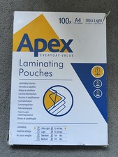 Apex A4 Laminating Pouches, Glossy Finish, 100 Sheets - Super-Flex - Ideal for N