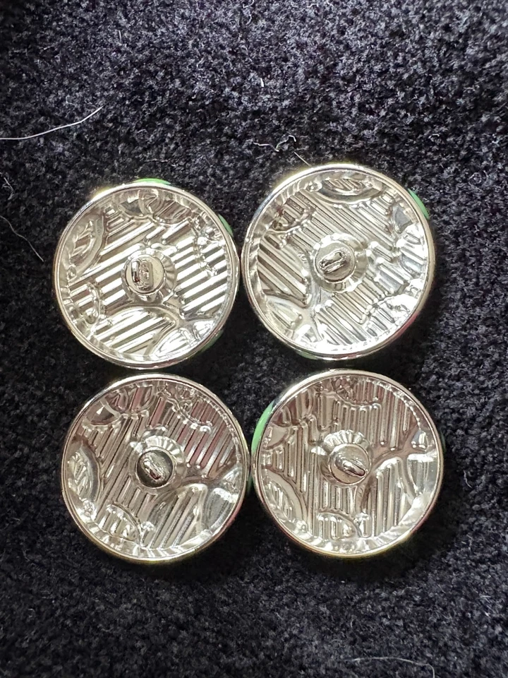 Set of 4 CHANEL Green Silver Jumbo buttons logo 24mm - Image 2 of 3