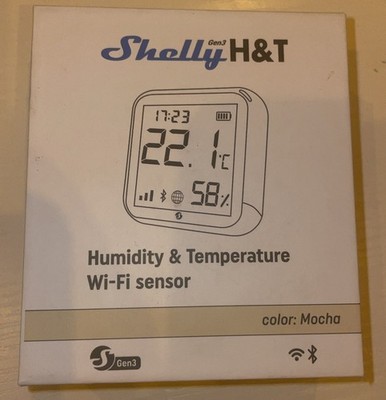 Shelly H&T Gen 3 Mattschwarz WLAN & Bluetooth Temperatur- & Luftfeuchtigkeitssensor