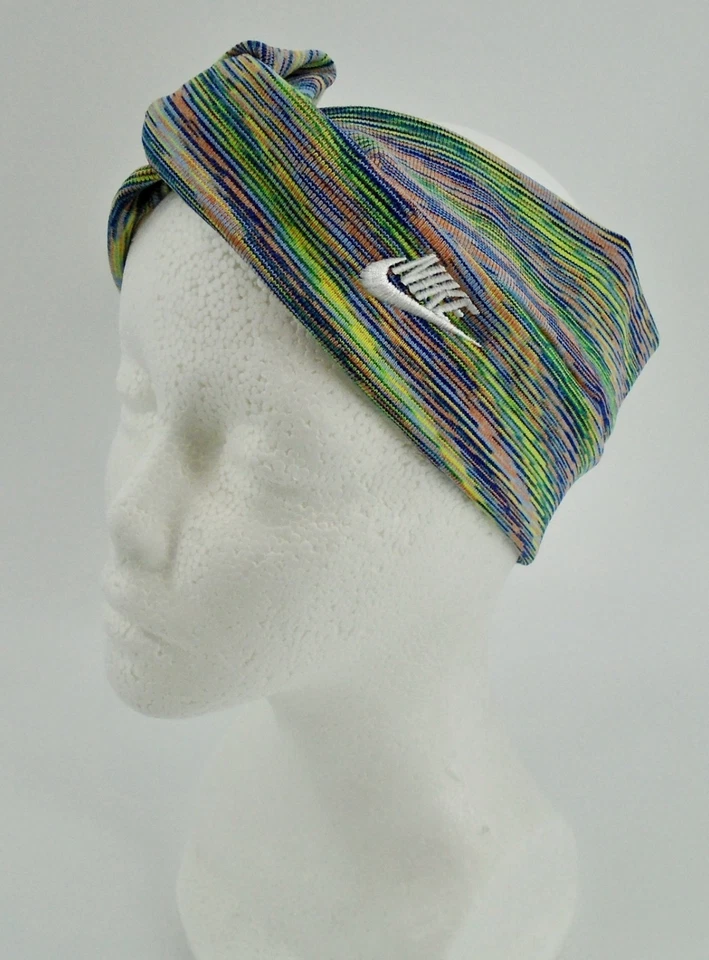 Diadema Nike nudo torcido tejido artesanal para mujer azul/negro/amarillo Foto 3 de 4