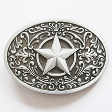 New Vintage Southwest Flower Western Star Oval Belt Buckle
