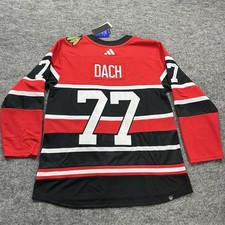 Kirby Dach Chicago Blackhawks Jersey Mens Size 54 NHL Hockey Fight Strap Adidas