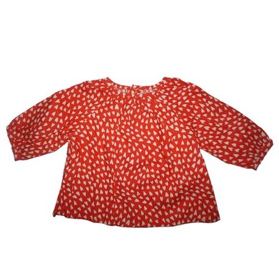 Bonpoint Dine Blouse Beige Hearts Top Red Size 3-6M NWT $115 Retail