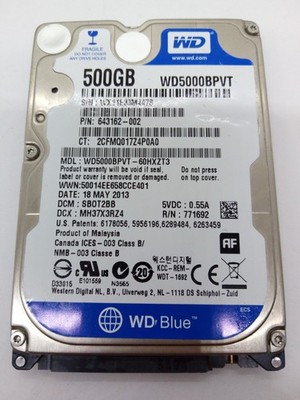 WESTERN DIGITAL *WD5000BPVT-60HXZT3* 500GB* SATA HDD Laptop 2.5 inch #NFP1889