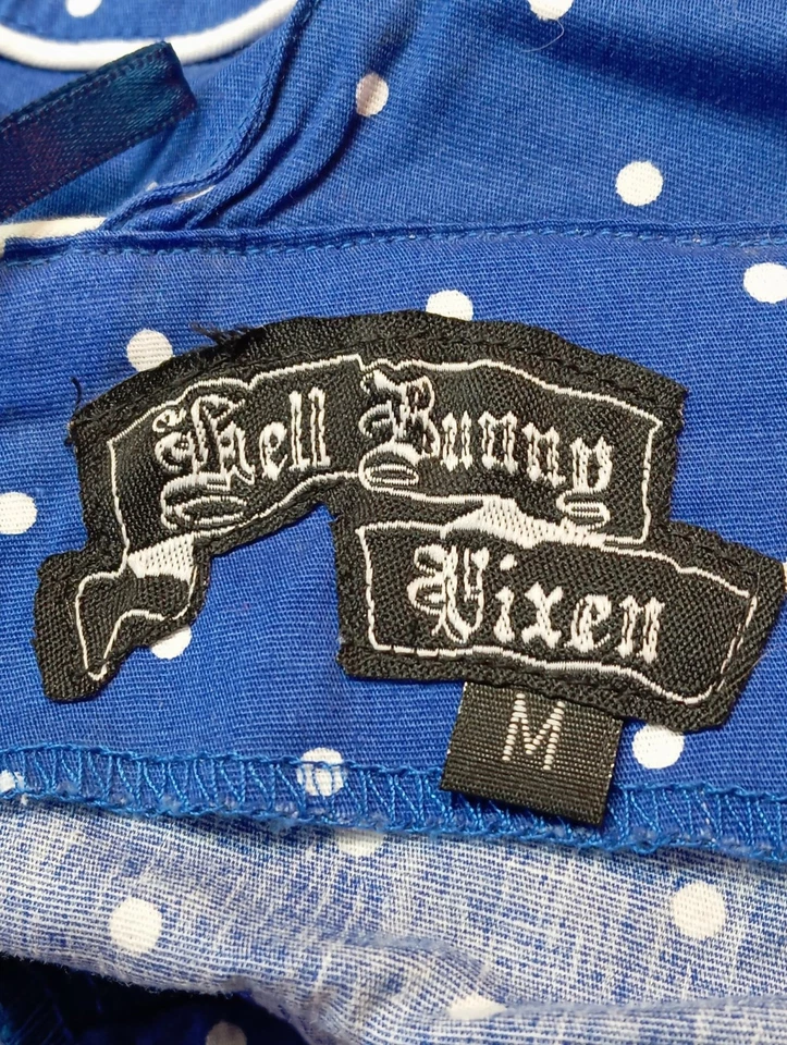 HELL BUNNY Vestido de cuello Halter Mujeres Vestido Talla EU 38 azul look casual - Imagen 4 de 4