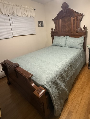 #ad Victorian Antique Eastlake Bedroom Set Full sized bed and marble top dresser $1500.00