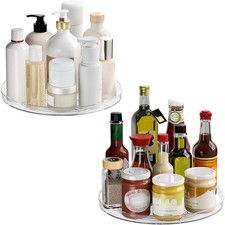 2 Pack Lazy Susan Organizer Turntable, Clear 9 Inch Rotating Organizer Tray for