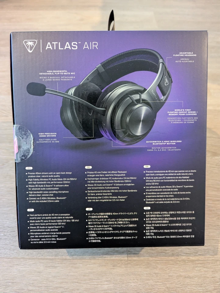 Turtle Beach Atlas Air Gaming-Headset, Schwarz - Bild 2 von 4