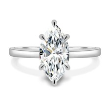 2 Ct VVS1 .White D Marquise Moissanite Engagement Solitaire Silver Ring Size 7