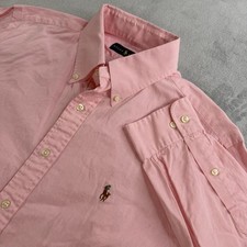 Ralph Lauren Oxford Button Down Shirt Mens 16 34/35 Flesh Pony Pink OCBD