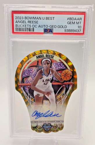 2023 Bowman U Best Angel Reese Buckets Die-Cut Auto GEO Gold #BDA-AR  /50 PSA 10