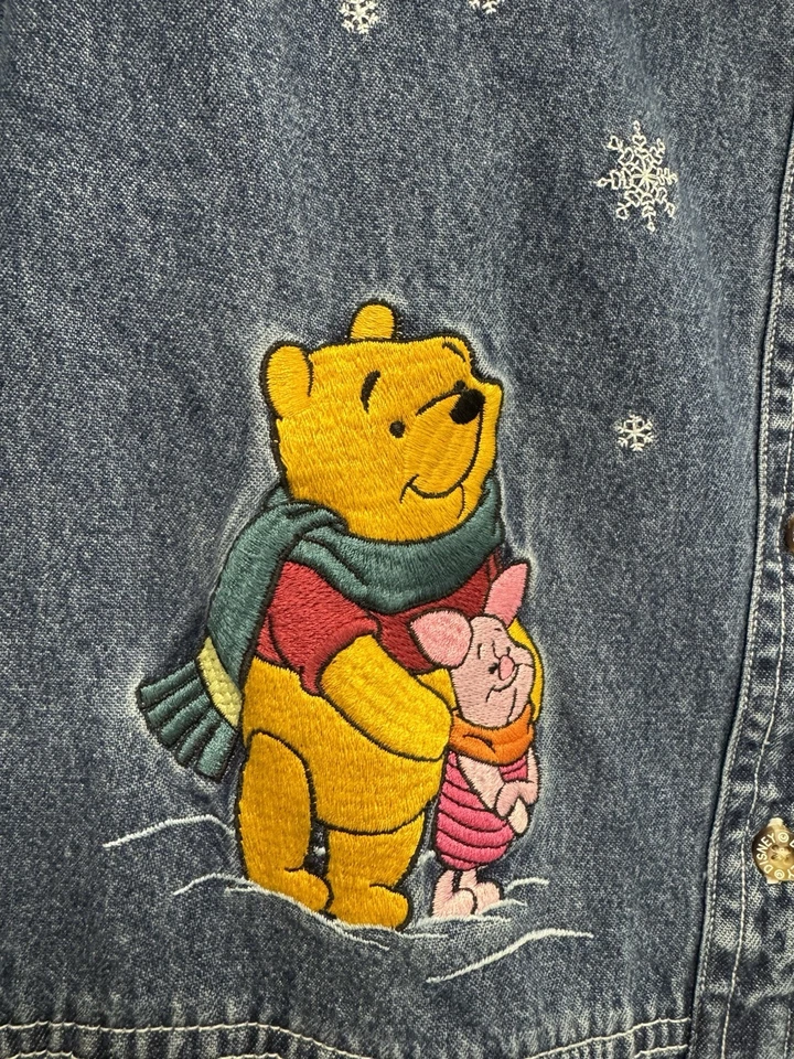 Vestido maxi jeans vintage anos 90 Disney M inverno neve Natal Winnie the Pooh Tigger Eeyore - Imagem 2 de 4