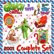 MIP SET 5 Wendy's 2001 How The GRINCH STOLE CHRISTMAS Dr. Seuss WHOVILLE Holiday