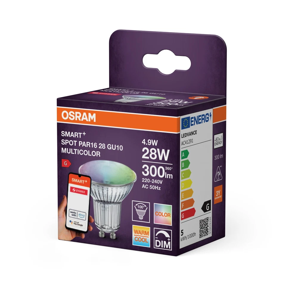 OSRAM SMART LED Spot PAR16 Reflektor GU10, 4.9W ZigBee 3.0, RGBW 16 Mio. Farben, - Bild 2 von 4