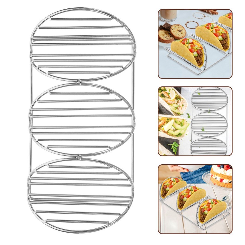 Ss Rack Self 5Pcs Stainless Steel Taco Holder Stand Reusable Taco Storage Rack Set ...